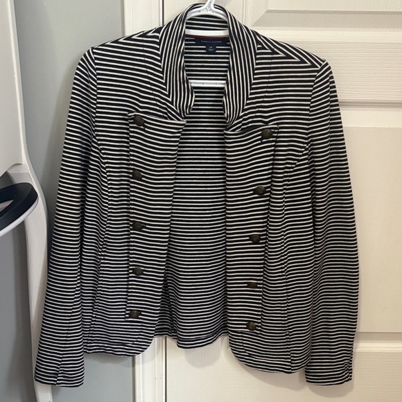 Tommy Hilfiger Striped Blazer with Button Accents - Picture 1 of 7